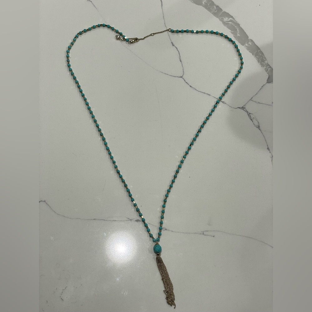 Vera Bradley Turquoise and Gold long beaded necklace ✨